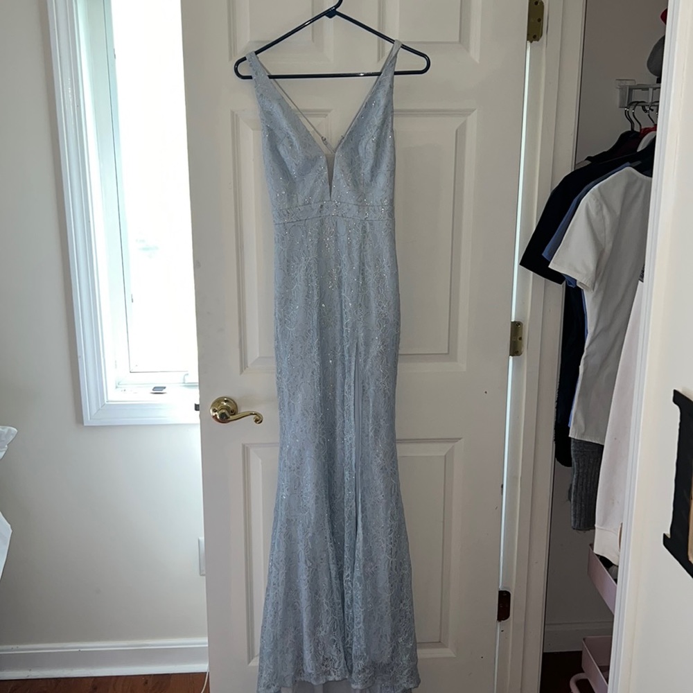Lulus Blue Lace Prom Dress